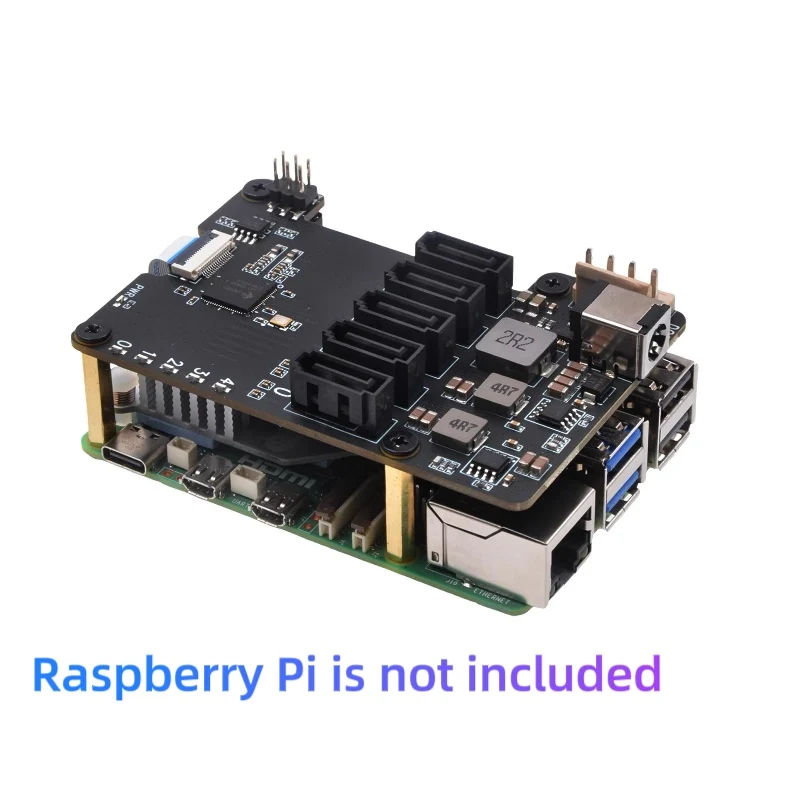 X1009 untuk Raspberry Pi 5 PCIE ke 5-Port SATA Shield (tidak mendukung Boot dari HDD/SSD)