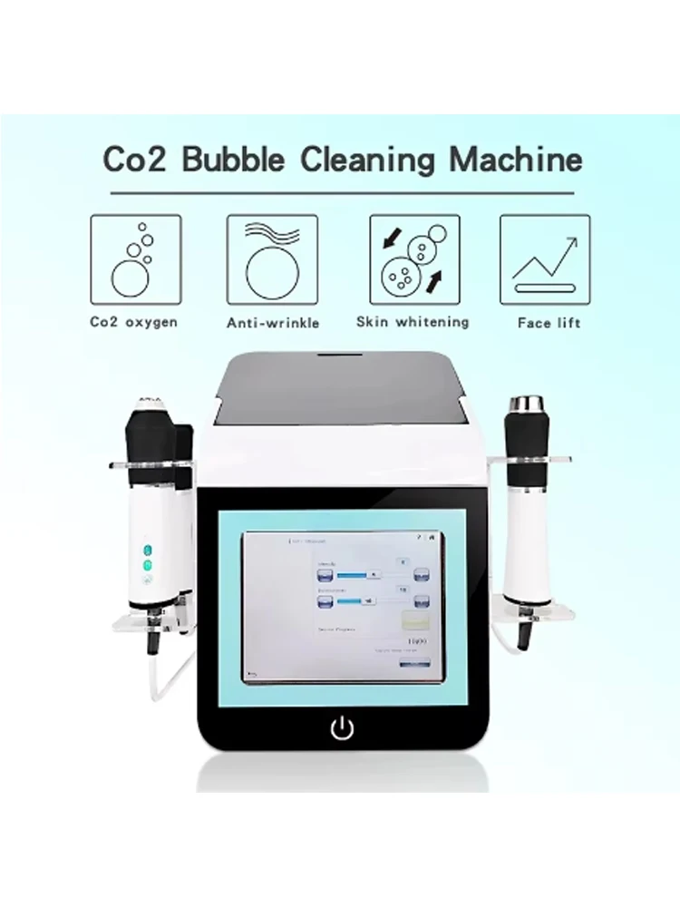أحدث 3 في 1 آلة فقاعة الأكسجين CO2 مع الأشعة فوق البنفسجية RF بالموجات فوق الصوتية شد الجلد تقشير متعدد الوظائف جهاز العناية بالبشرة الجمال