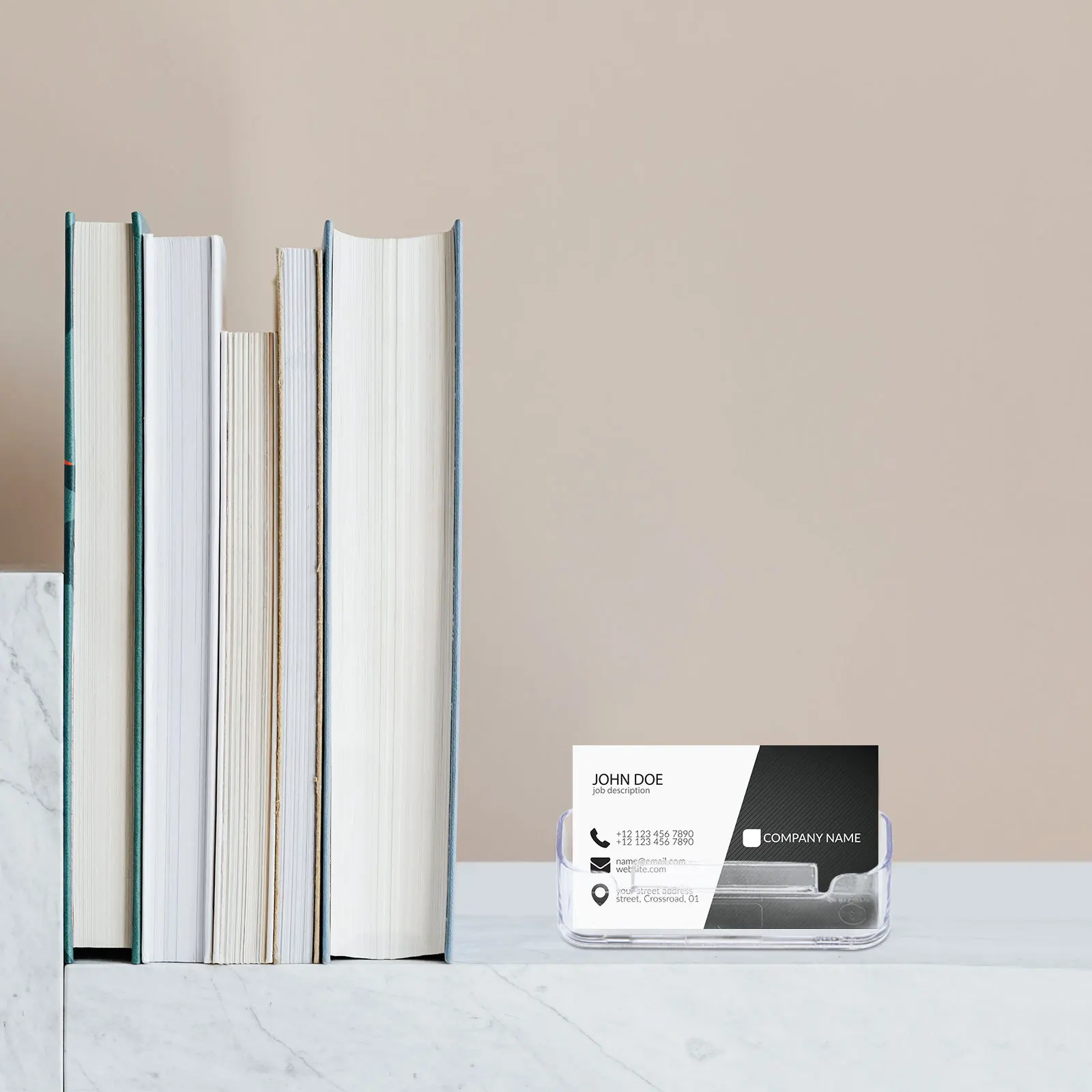 1 set espositore per file in acrilico supporto per libri da tavolo scatola di immagazzinaggio portatile per biglietti da visita organizzatore di brochure scaffale per libri trasparente