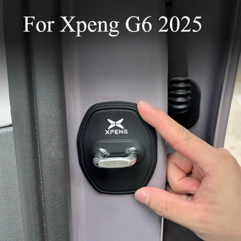 

For Xpeng G6 2025 Car Door Lock Buckle Protection Cover Elastic Anti-Collision Shock Absorbing Pad Mute Buffering Cushion
