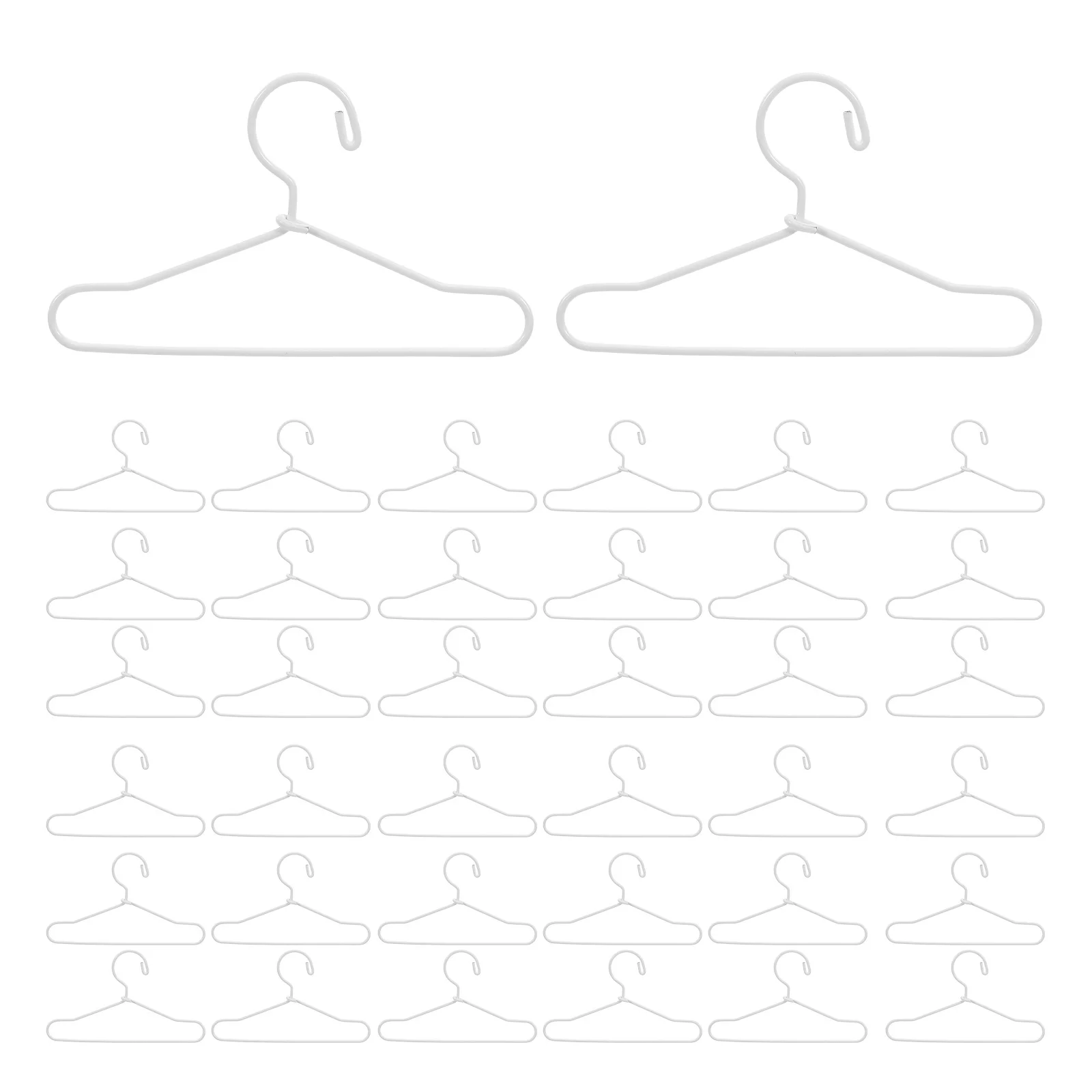 

50Pcs Metal Mini Hangers Miniature Clothes Storage White 2.55x1.38x0.08 Inch Dollhouse Wardrobe Accessories Tiny Coat Rack