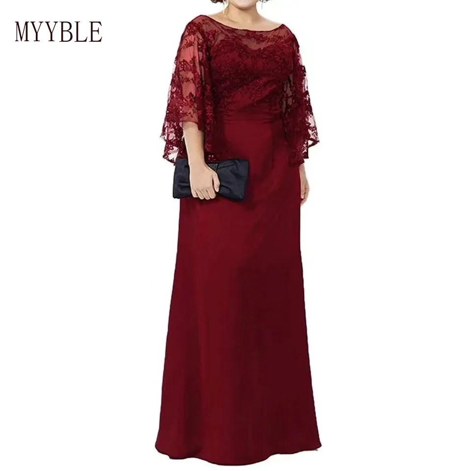 

Long Sleeve 2023 Lace Plus Size Mother of the Bride Dress Floor Length Custom Made Women Formal Evening Gowns