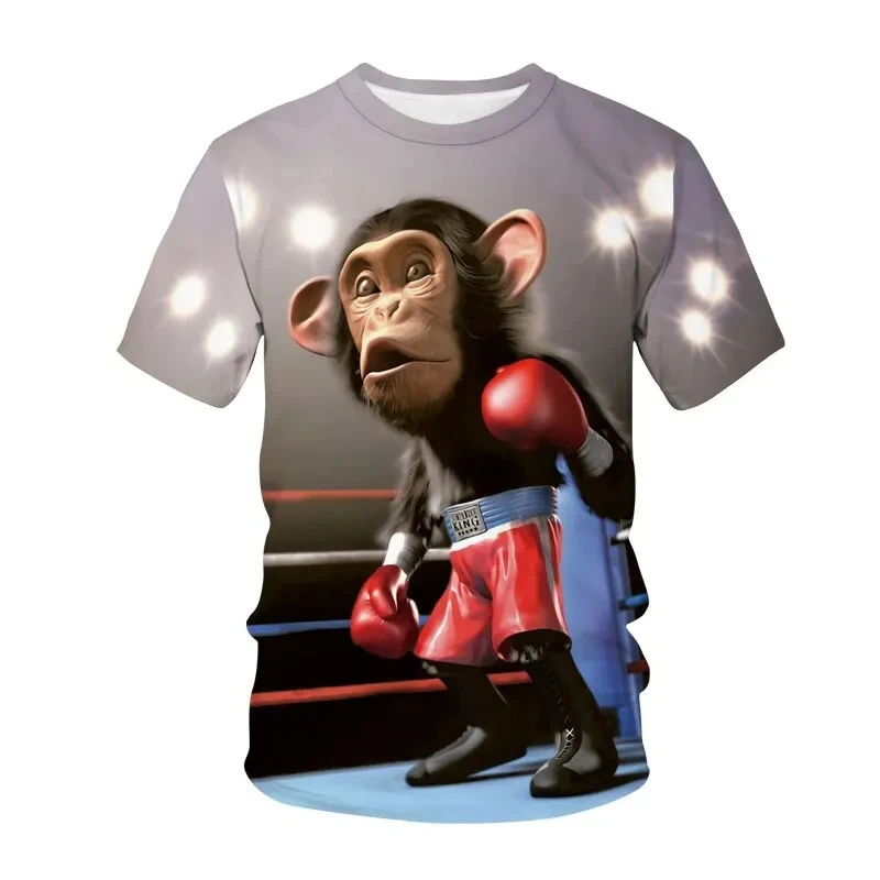 Printed Men\'s T-shirt Funny Monkey Fashion Trend Harajuku Animal Top Summer Leisure O-Neck Short Sleeve Plus Size Men\'s Street F