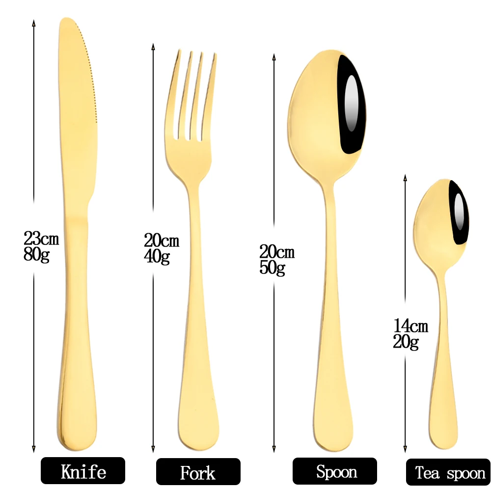 16Pcs Rainbow Dinnerware Cutlery Set Knife Dessert Fork Coffee Spoon Flatware Stainless Steel Silverware Tableware Set