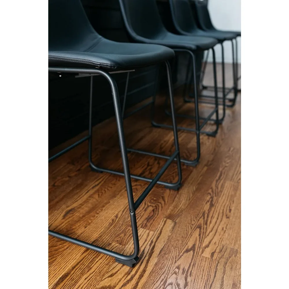 Centiar-Modern Balde Barstool, Contra Altura, Preto, 2 Contagem, 24"