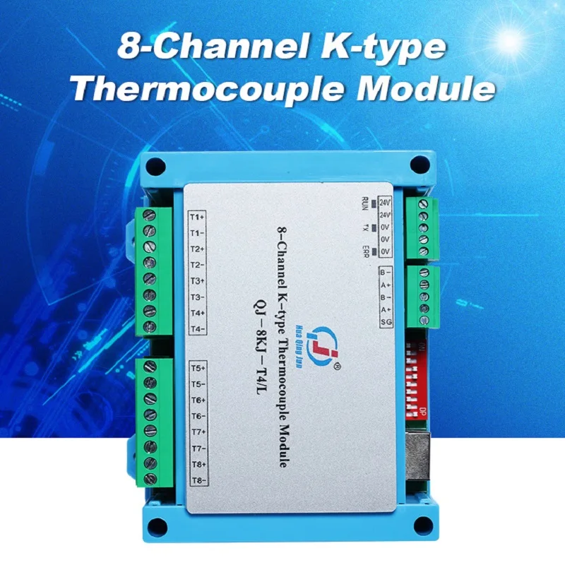 Huaqingjun 8-Channel K-type Thermocouple Module RS485 Ethernet MODBUS RTU/TCP Protocol Thermal Resistance for Probes