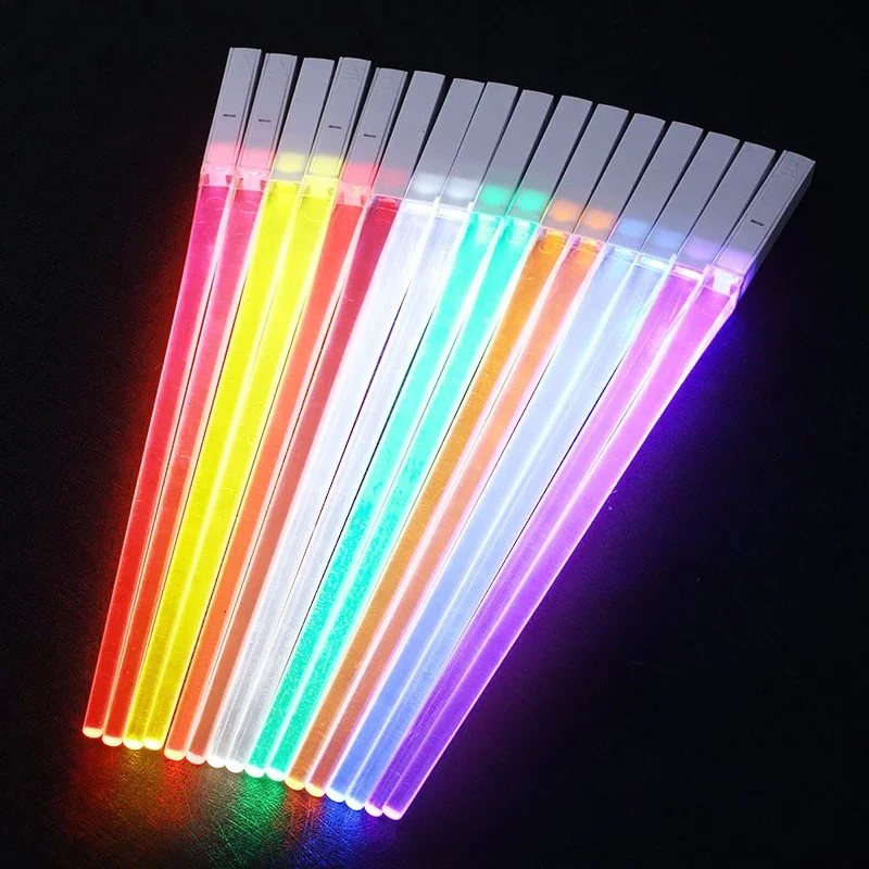 Novel 1 Pair LED Luminous Chopsticks Light Up Durable Lightweight Kitchen Dinning Room Party Food Safe Tableware Multi-color Hot