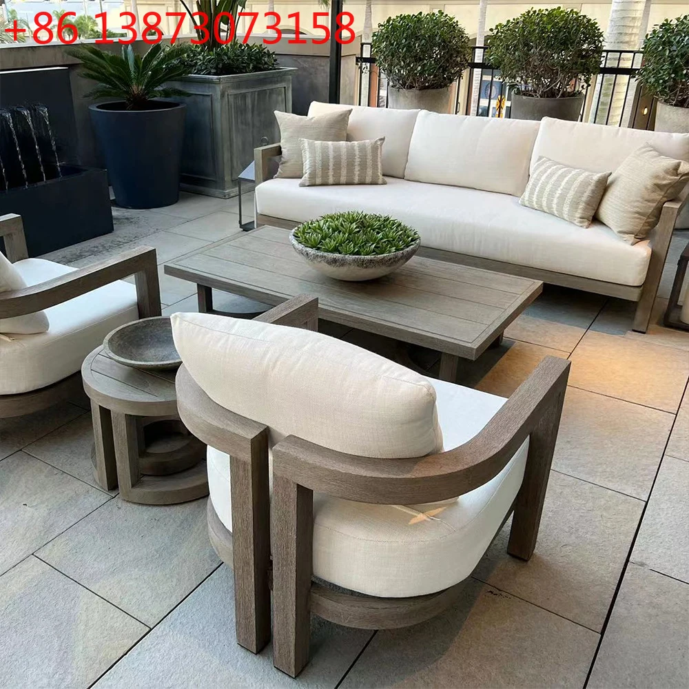 

Furniture Backyard Outdoor Teak Garden Sofa Set with Cushions