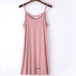 Plus Size 8XL 150kg Women Spaghtti Strap Long Dress Sleeveless Summer Modal Dress Solid Color Home Dress Large Sundress Female