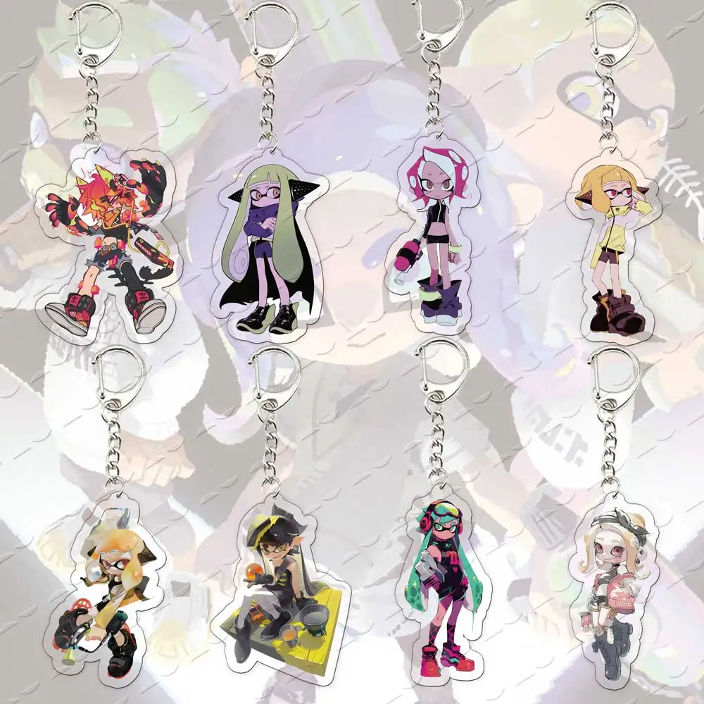 5CM Game Splatoon Acrylic Cool Keychain Model Characteristic Characters Ornament Accessories Goods Collection Christmas Gifts