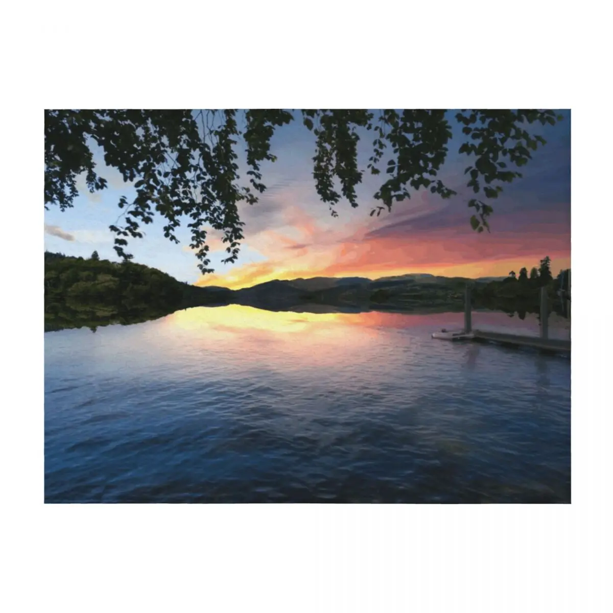 

Bowness on Windermere Sunset Throw Blanket Decoratives Blankets For Baby Beach Thermal Blankets