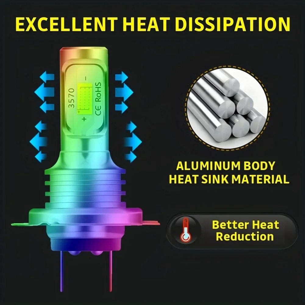 طقم مصابيح أمامية LED 80 وات H7، Hi/Lo Beam 6000K IP68 مقاوم للماء - مصباح أمامي الكل في واحد ومصباح ضباب لشاحنة السيارة SUV #2