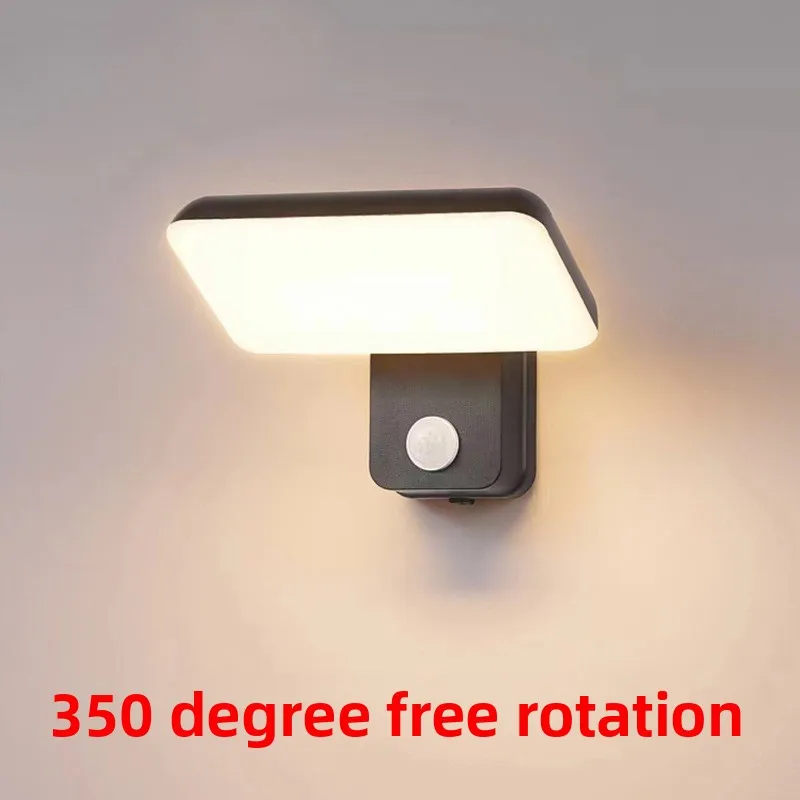 Outdoor Waterproof Wall Lamps Rotating Adjustable Luminous Human Body Induction Simple Balcony Entrance Door Stair Wall Lights