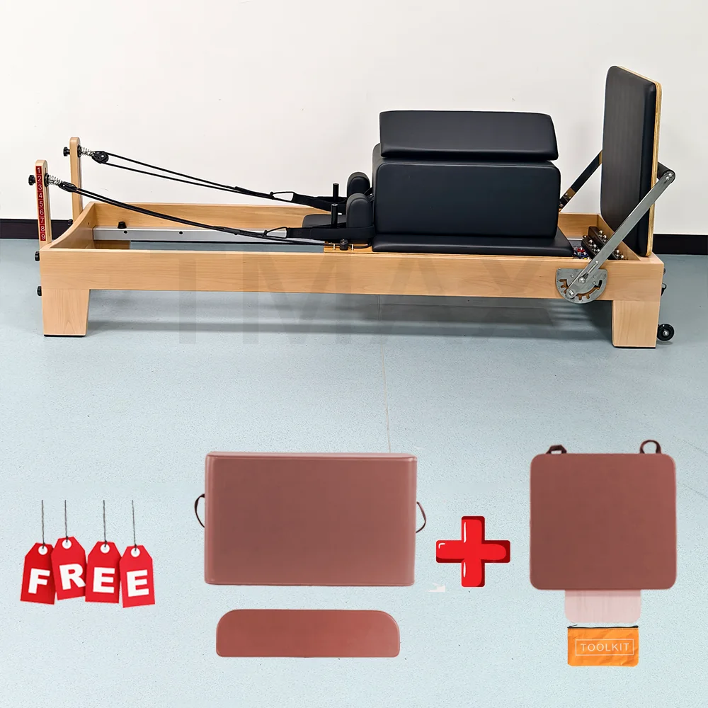 DZ132 ブナ材ピラティスリフォーマーマシンフィットネス機器ヨガトレーニングジム使用 & ボディトレーニング