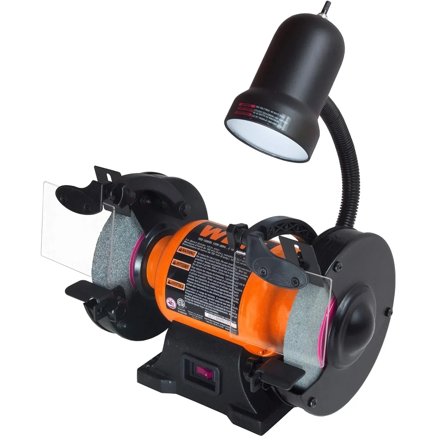 New BG4276 2.1-Amp 6-Inch Single Speed Bench Grinder with Flexible Work Light, Black,orange