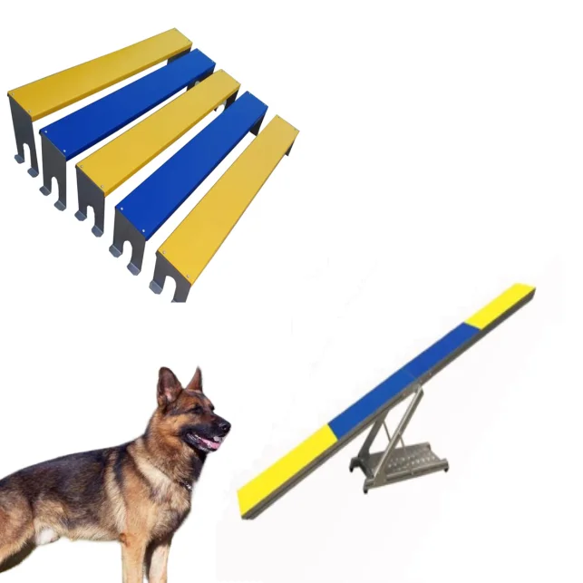 FCI International Competition Four Poles Dog Agility Training Seesaw Premium Metal Material Jumping Platform for Pet