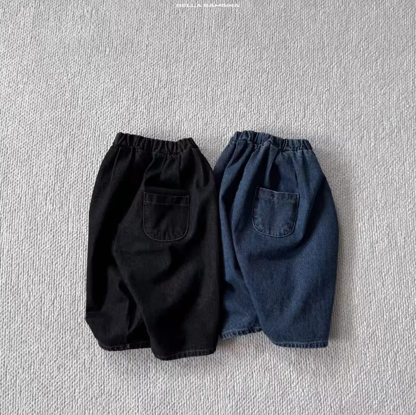 2025 Autumn Boy Casual Pants Cute Infant Girl Trousers Soft Kids Jeans Children Clothes New Baby Loose Denim Pants Solid Toddler