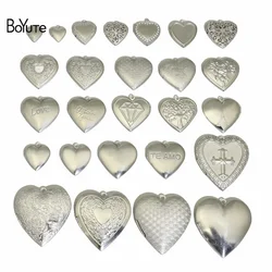 BoYuTe (20 Pieces/Lot) 316 Stainless Steel Heart Shaped Locket Pendant Can Open Photo Locket Diy Jewelry Accessories