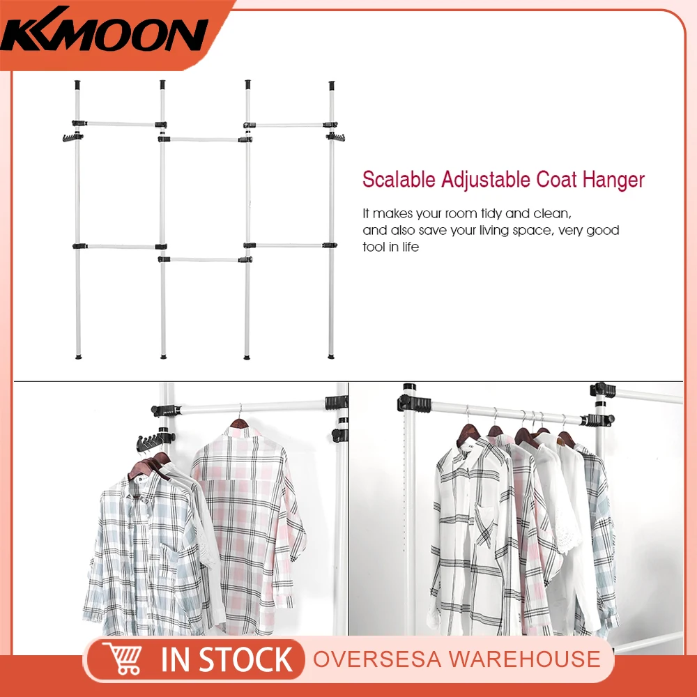 Scalable Adjustable Coat Hanger Tools Garment Rack DIY Clothes Wardrobe Indoor