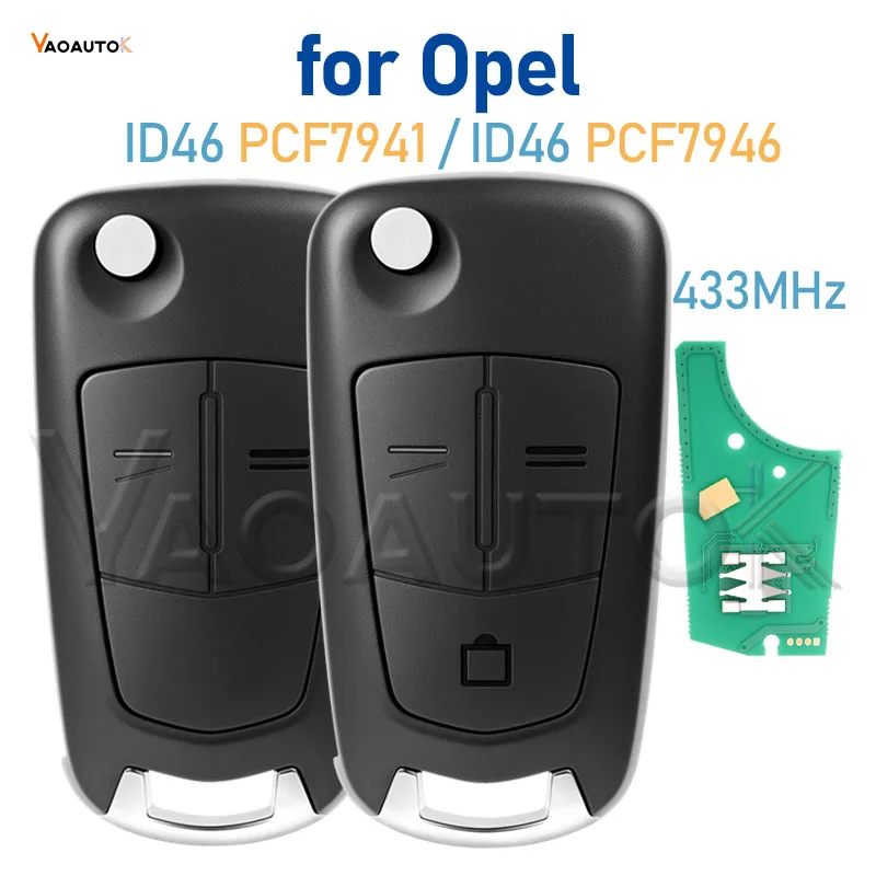 

Flip Remote Key Fob 433Mhz For Opel for Vauxhall Astra H Zafira B Corsa D Vectra C Signum ID46 Chip PCF7941/7946 Battery NO Logo