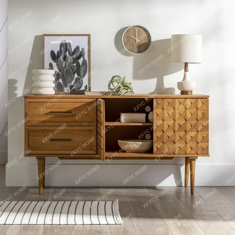 YYMedieval side cabinet, all solid wood design carved style storage