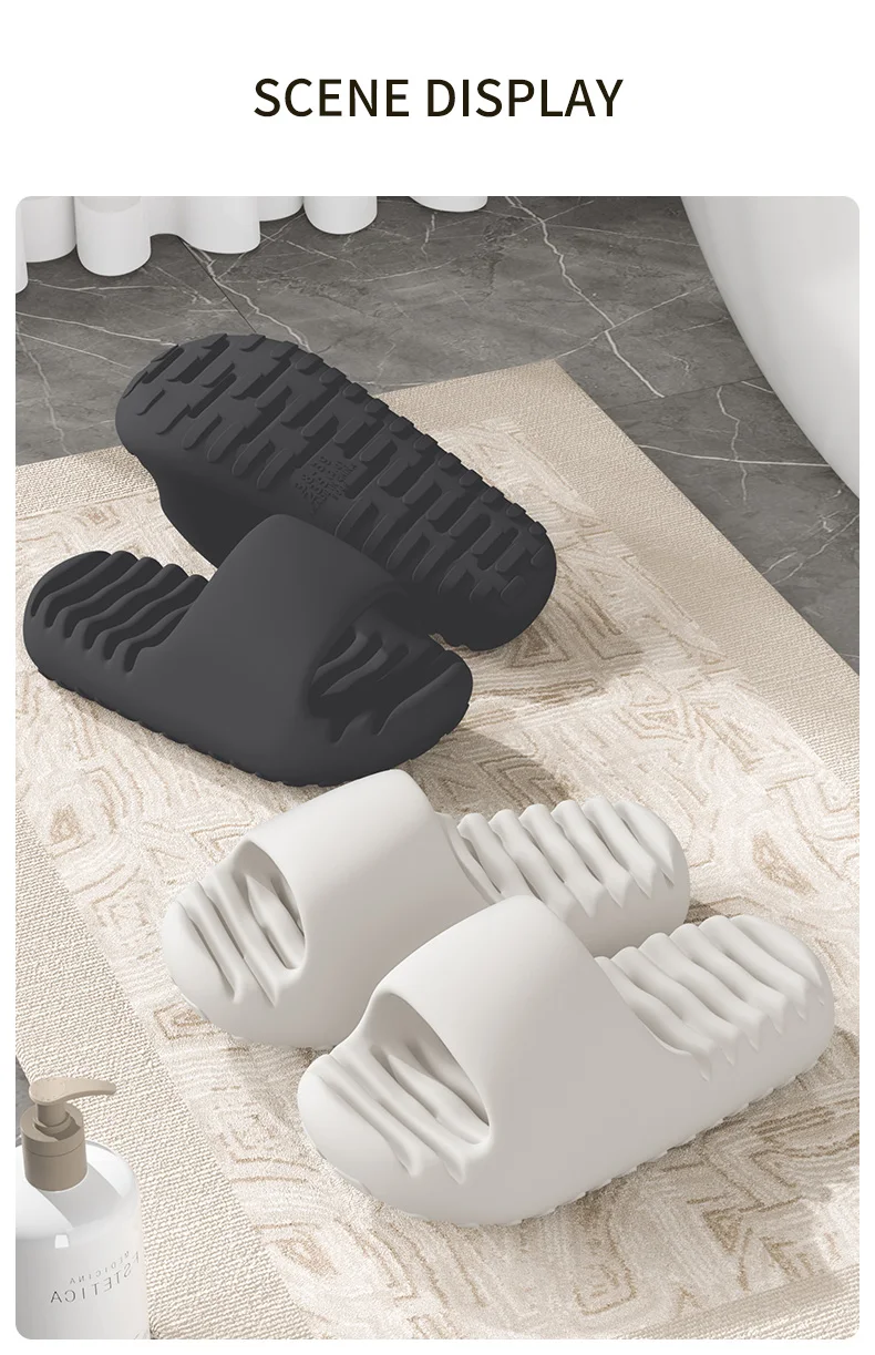 Schnell trocknende, wasserableitende Badezimmer-Slipper für Männer und Frauen, geräuscharme, weiche EVA-Sohle, rutschfeste, hohle Strandsandalen für drinnen und zu Hause. – Detail 11