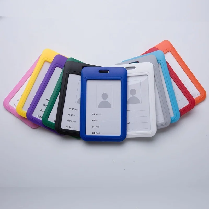 Push Pull Type Identification Badge Holder Employees Staff Credentials Card Cover Business Pass ID Name Card Protector Case
