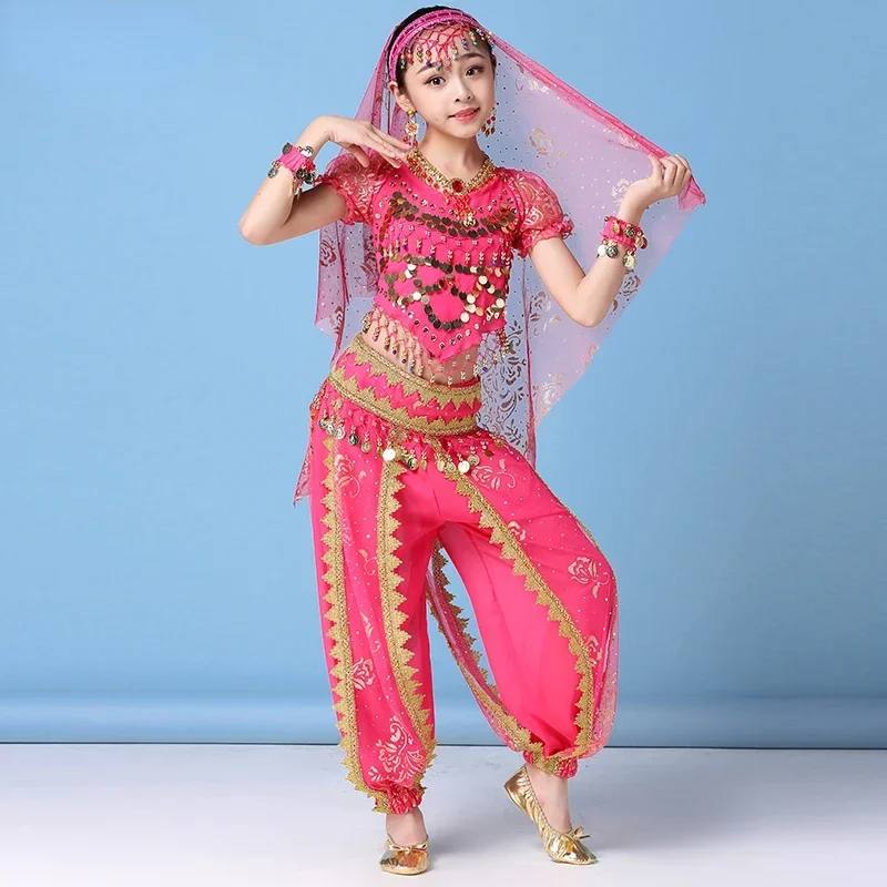 Kids Belly Dance Costumes Oriental Indian Dancing Costumes Belly Dance Wear Dress Children Bollywood Dancing Stage Performance