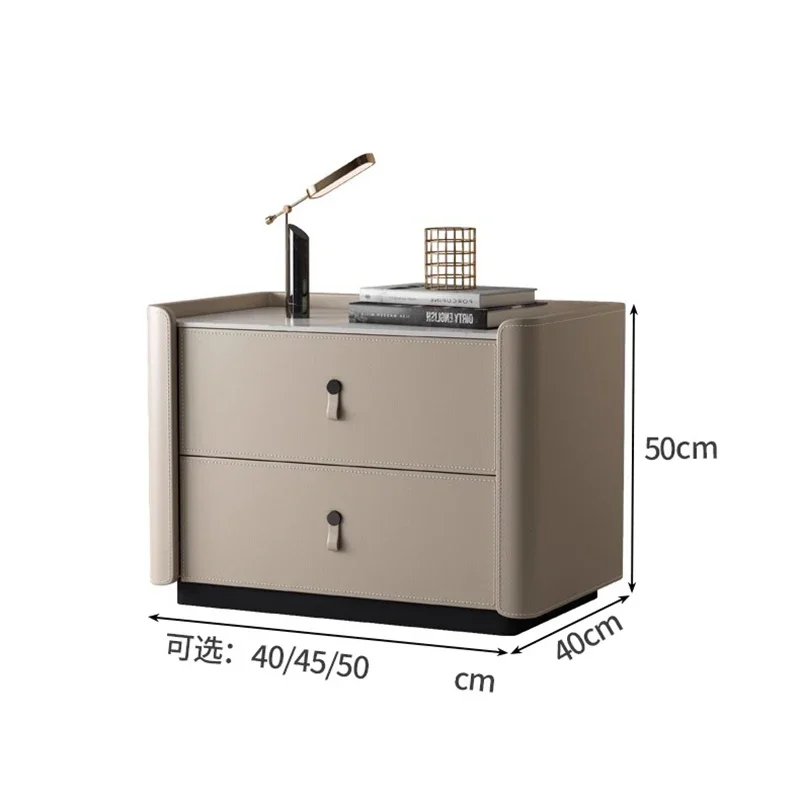 

Customizable Trendy Leather Nightstand Nordic Modern Drawer Aesthetic Bedside Table Storage Luxury Mesitas De Noche Bedroom Furn