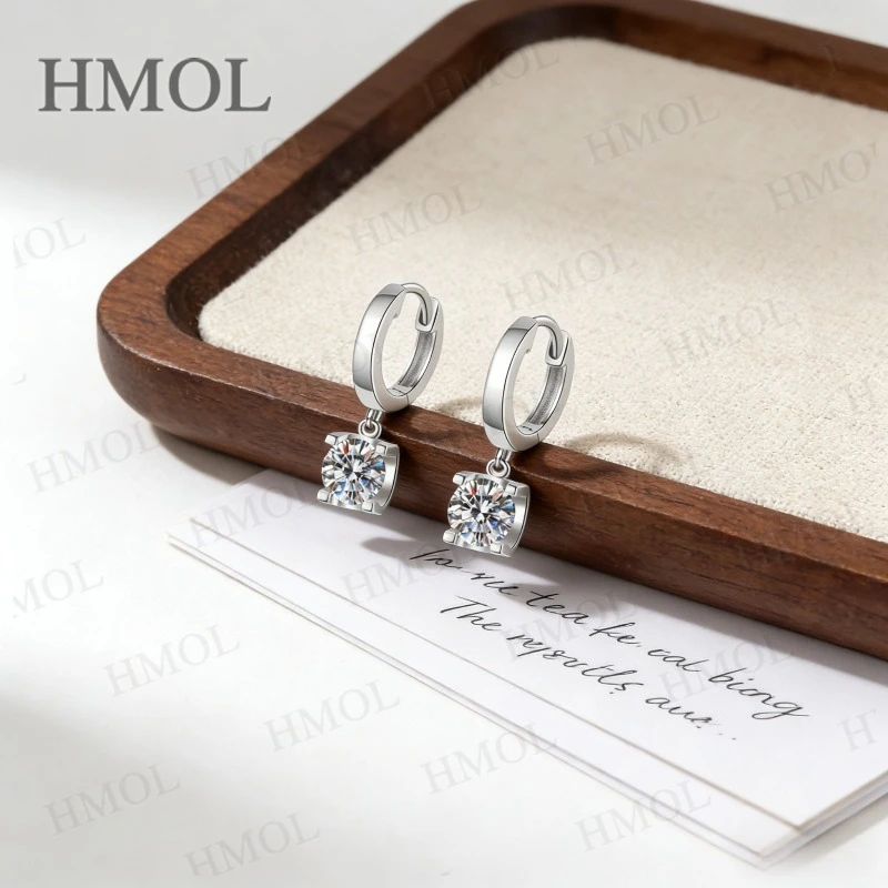 D الأبيض مويسانيتي أقراط مستديرة الذهب الأبيض خيارات الذهب الأصفر بسيطة المجوهرات اليومية هدية لعيد ميلادها