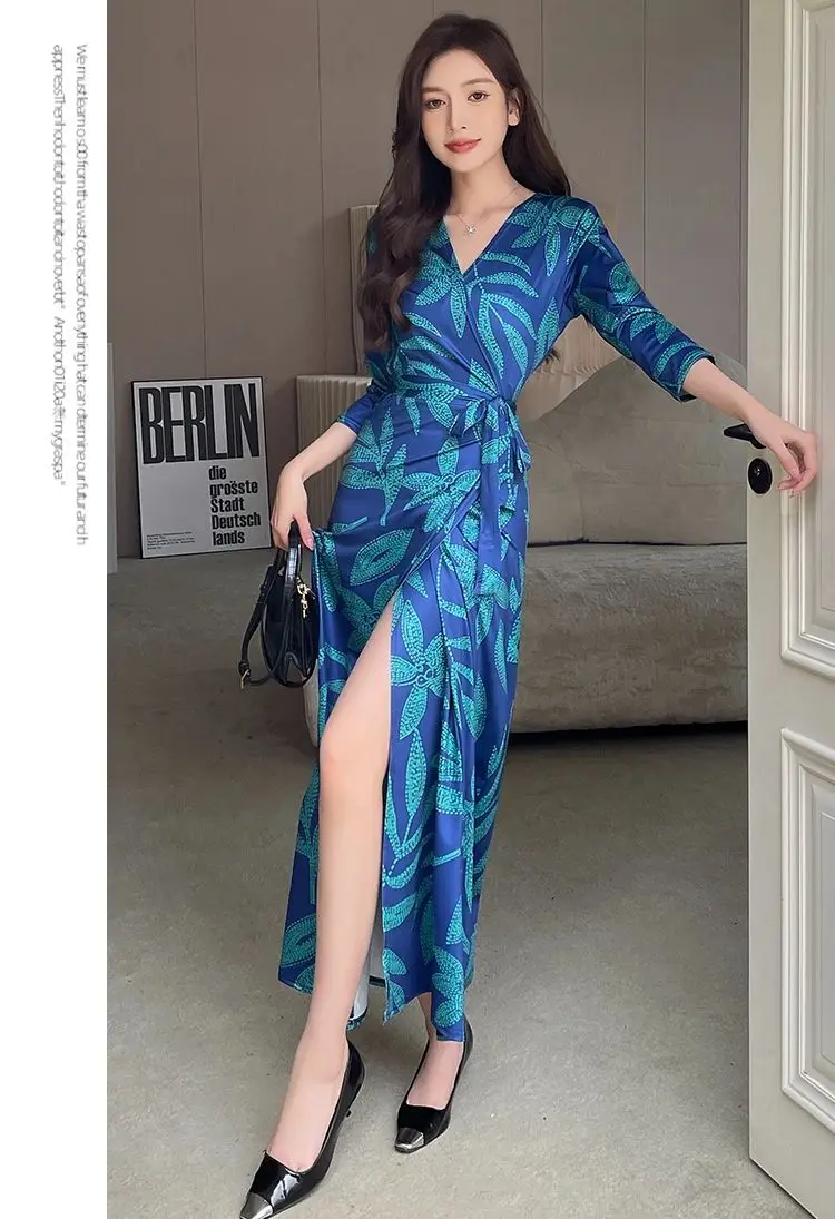 ZAROY 女性ラップロングドレス夏のセクシーな V ネックサイドスプリットパーティークラブドレスシックなストリートエレガントなイブニングスリムビーチ Vestidos