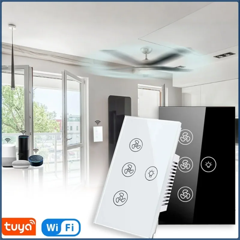 New!Tuya Wifi Smart Switch Fan Light Ceiling Fan Light Switch Speed Adjustment For Alexa Google Home Voice Control Switch