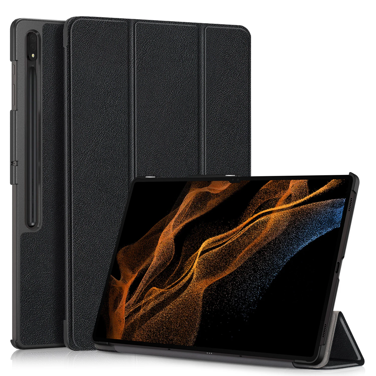 Leather Case for Samsung Galaxy Tab S10 Ultra SM-X920 SM-X926B / Tab S9 Ultra SM-X910 M-X916B SM-X918U Tri-Fold