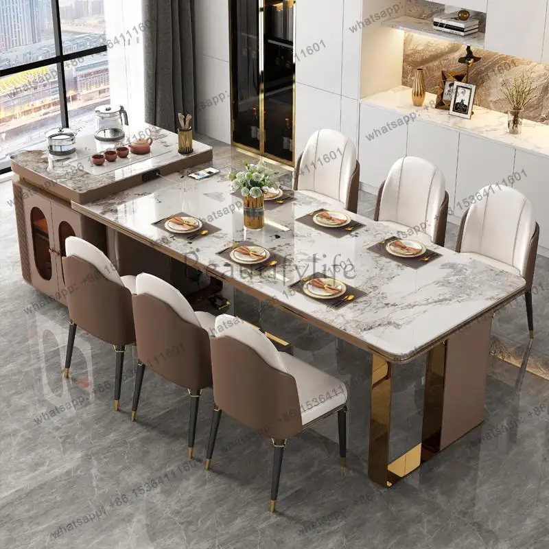 LJY Modern Living Room Cabinets One ActionTable Dining Table With 6 Chairs Table Chairs KitchenTable Extendable Dining home Luxu