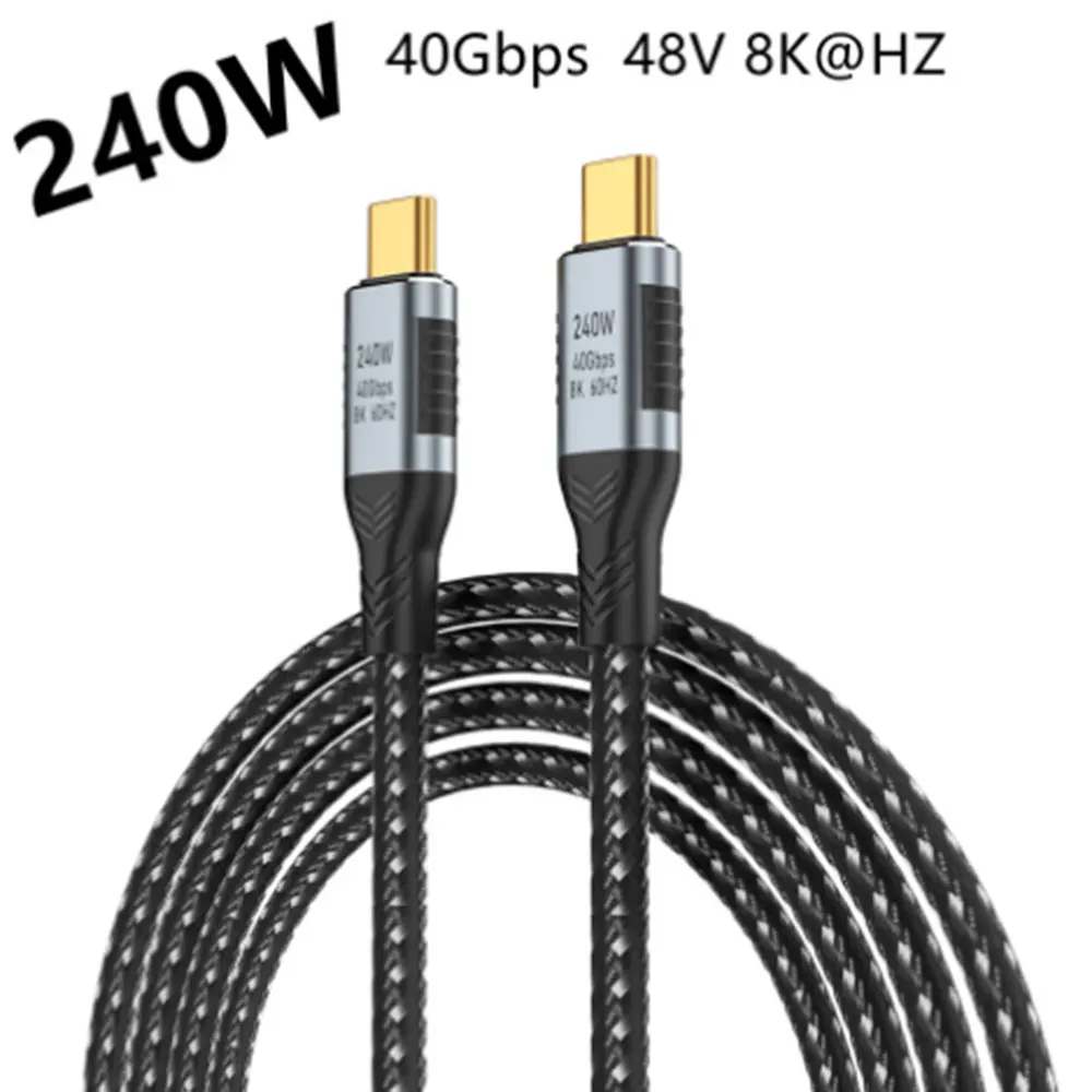 

PD 240W USB 4.0 40Gbps 5A QC4.0 3.0 USB C to Type C Cable Fast Charging Data Cable For MacBook ThunderBolt 3 8k@60Hz Video Cable