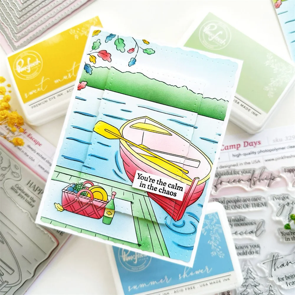 Pinkfresh Gentle Escape Layering Stencils Reusable Silicone Stamps Set Crafts Template DIY Drawing Scrapbooking Greeting Card