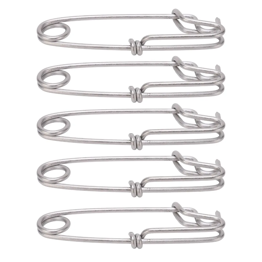5PCS Durable Stainless Steel Long Line Clips 5 Sizes Easy On/Off Snap Swivel Fishing Connectors Saltwater Fishing