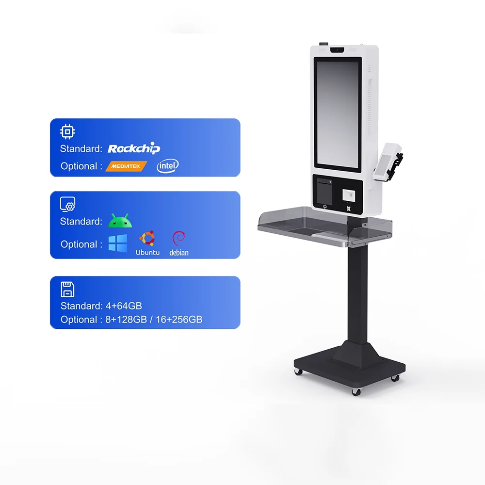 Windows Self Ordering Kiosk Touch Screen Bakery Pastry Menu Terminal Thermal Printer QR Code Payment
