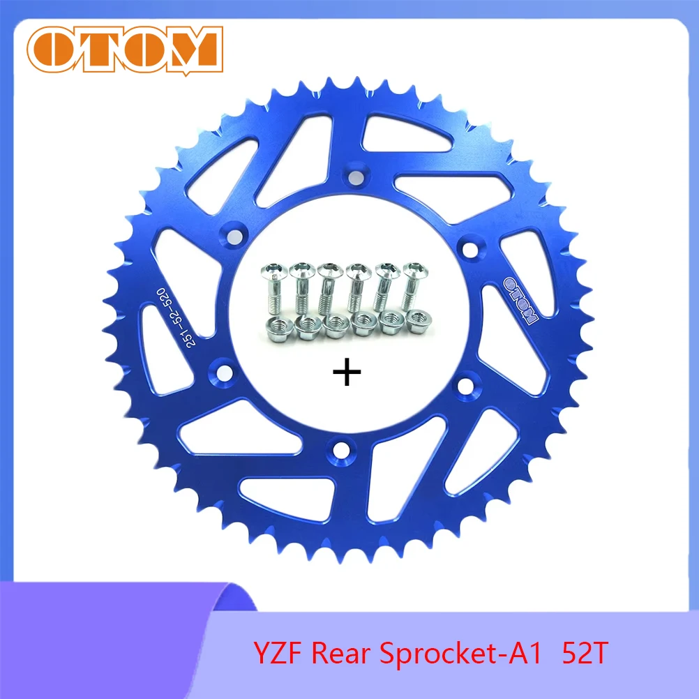 

OTOM Motorcycle Rear Chain Sprocket 52T For YAMAHA YZ125 YZ250X YZ450F WR250F WR450 Aluminum Drive Disc Motocross Round Gear
