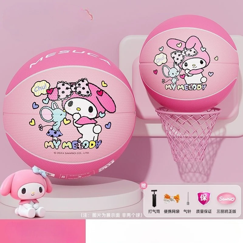 

Sanrio Kuromi Basketball Kindergarten Wear Resistant Rubber Primary School Student Hello Kitty Melody Professional Training Ball