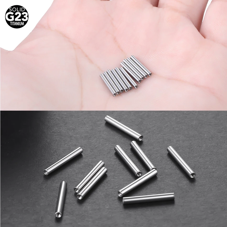 10Pcs/set G23 Titanium Internally Threaded Tongue Bar Nostril Staright Barbell Industrial Nipple Ear Helix Piercing Accessories