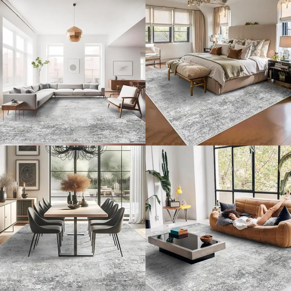 

RUUGME Washable Abstract Rug - 9x12 for Living Room and Bedroom, Large Area Rug, Indoor Farmhouse Style, Stain Resistant, Non-Sl