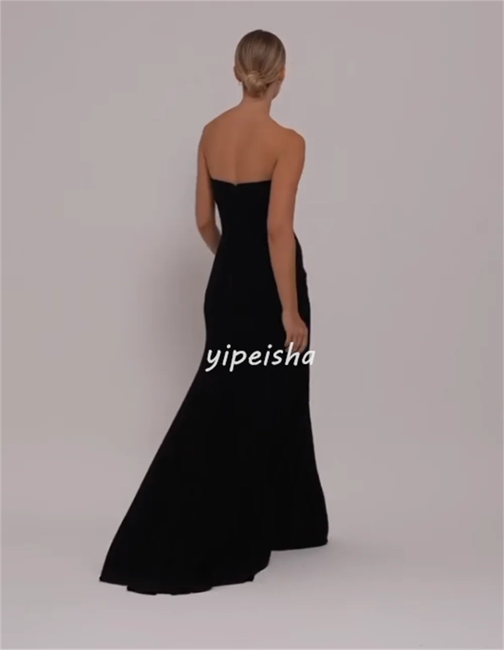 Moda personalizada clássico jérsei arco plissado em linha reta sem alças vestidos longos sob medida vestidos de ocasião estilo moderno combinando sexy