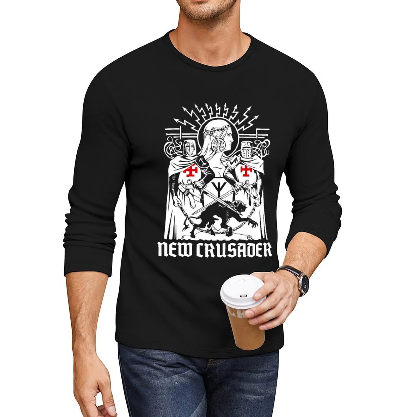 

Theozoology Jrg Lanz von Liebenfels - New Crusader Long T-Shirt black t shirts anime clothes black t shirt t shirt for men