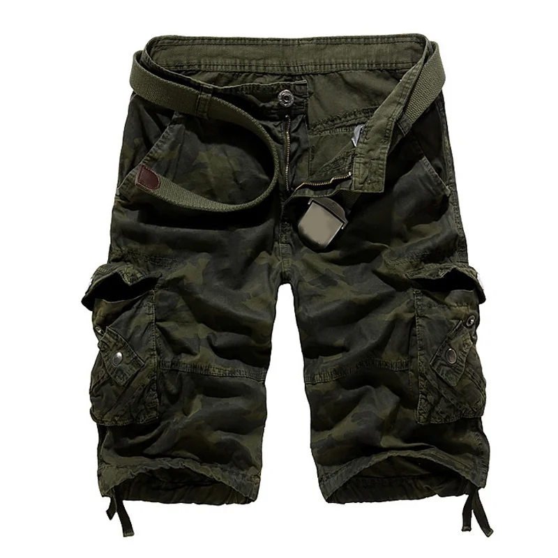 Pantalones cortos de camuflaje para hombre, pantalón informal, ajustado, táctico militar, con múltiples bolsillos, novedad