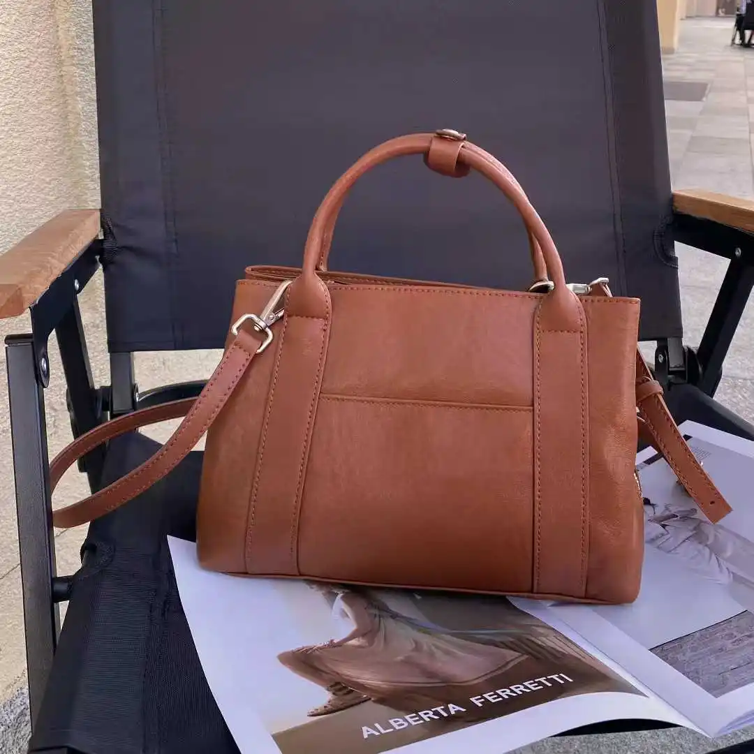 Женская сумка из натуральной кожи Boston Bag 2025 Новая сумка через плечо с верхней ручкой для офиса, дизайнерская сумка для путешествий