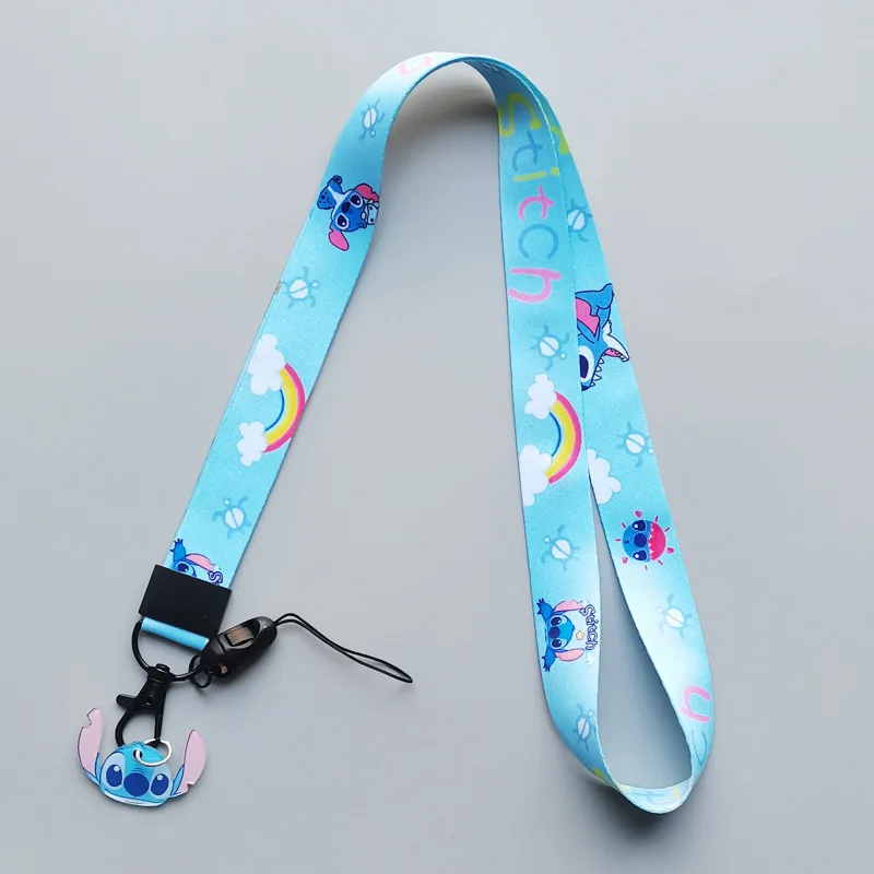 Disney Lilo & Stitch Lanyard Neck Strap Cartoon Keychain for Pendant Key ID Badge Holder Key Ring Cord Hang Rope Pendant Gifts