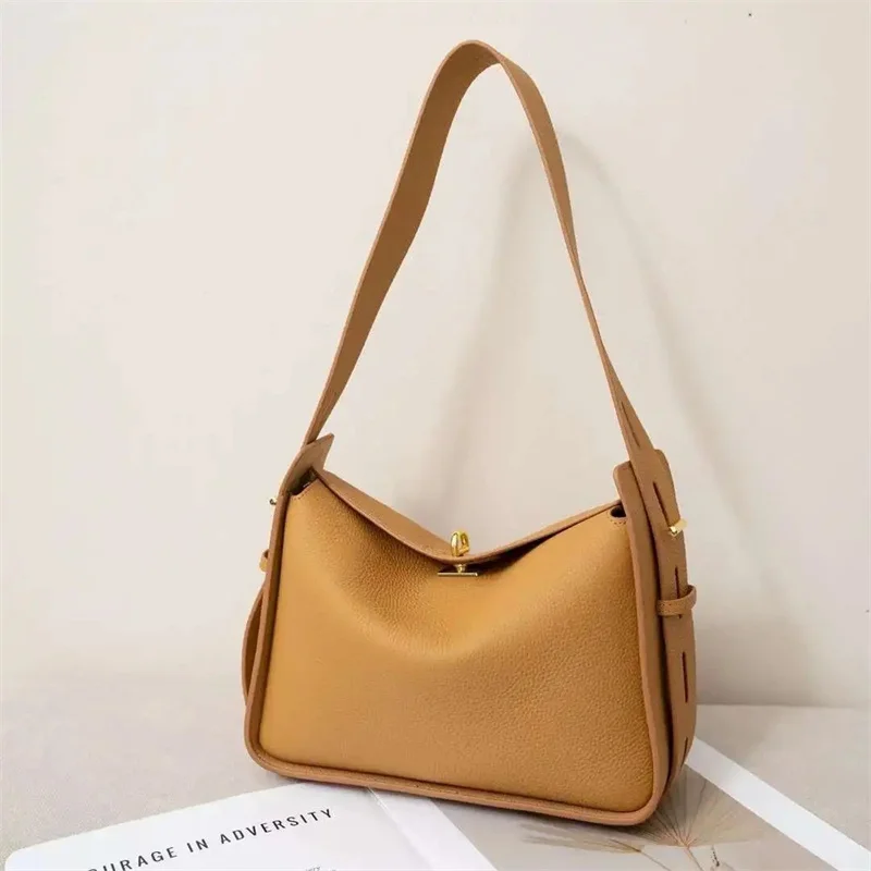 Nesitu Highend Black Grey Brown Brown Top Grain Small Genuine Leather Women Handbag Cowhide Lady Shoulder Underarm Bag M2060