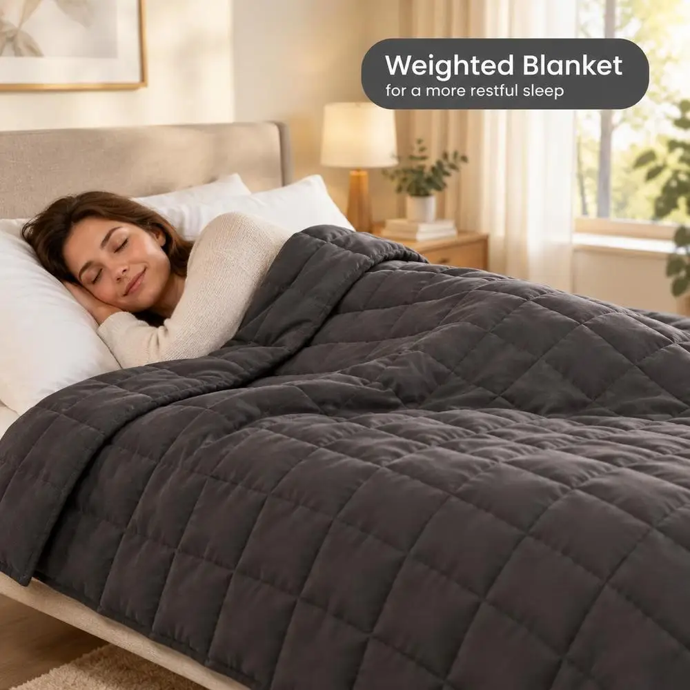 Couverture lestée, 11 kg, pour un meilleur sommeil et une relaxation optimale, 220 x 235 cm, gris anthracite, tissu doux et respirant, pour chambre et salon, style moderne.