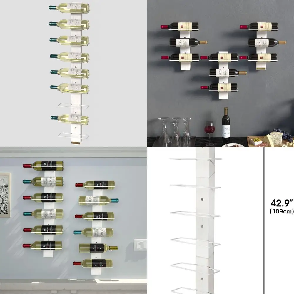 

Настенная полка для вина на 9 бутылок, шикарное и деревенское белое деревянное хранилище для кухни и домашнего декора — MK699B